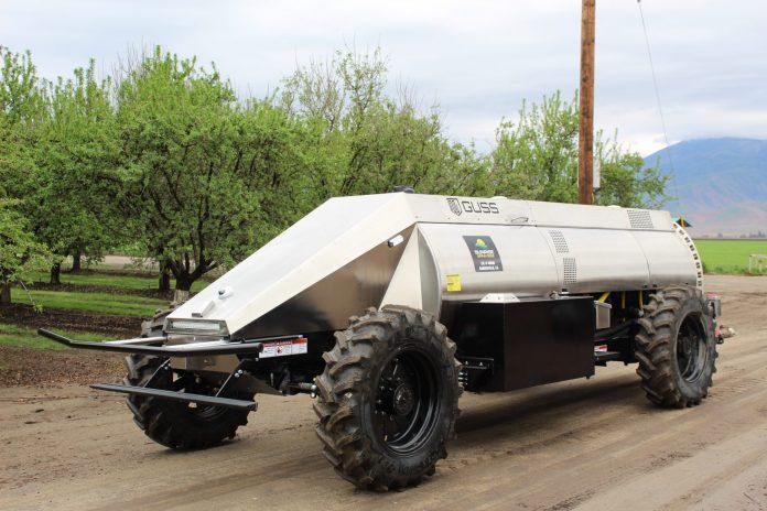The Global Unmanned Spraying System, or the GUSS. https://www.valleyagvoice.com/artificial-intelligence-in-ag-the-guss-makes-its-debut-in-kern-county-fields-and-orchards/