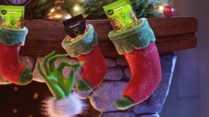 pistachios in Christmas stocking