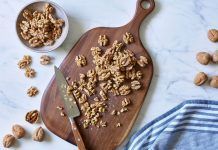 walnuts on cutting board