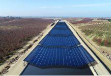 Solar panels over water canal