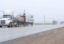 large trucks driving on road