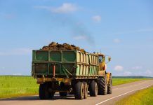 truck hauling manure